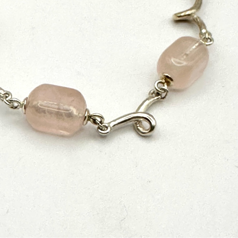 Tiffany & Co Silver & Pink Rose Quartz Twist Bracelet - Picture 3 of 9